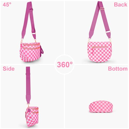 Image of Lushandy Bum Bag Checkered Crossbody Bag Mom Everyday Purse | Roomy Space, Wipe Clean, Wide Strap