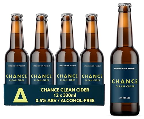Chance Clean Cider | Alcohol Free | 12x330ml Bottles | 0.5% ABV | The UKs First Clean Cider | Crafted from British Apples | Refreshingly Crisp Apple with Bursts of Citrus | Vegan & Gluten Free