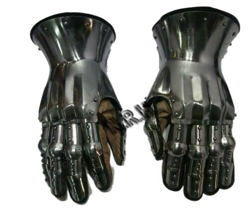 Nautical Replica Hub Medieval Knight Gauntlets Functional Black Finish Warrior Wearable Armor Halloween Gloves
