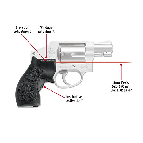 Crimson Trace LG-105 Lasergrips with Red Laser, Heavy Duty Construction and Instinctive Activation for S&W J-Frame Revolvers, Defensive Shooting and Competition