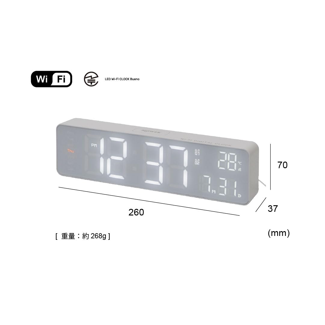 Amazon.co.jp: SLOWER [LEDデジタル時計] Wi-Fi接続で時刻を自動同期