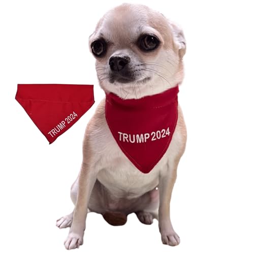 TRUMP 2024 Cat or Dog BANDANA, All Sizes for Small Medium Large Pets, Choose from 15 Custom Embroidered Phrases, Over-The-Collar Pet Scarf Handmade in USA