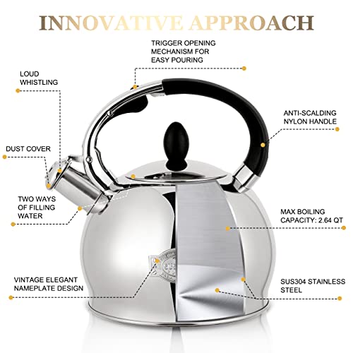 image for SUSTEAS Stove Top Whistling Tea Kettle - Food Grade Stainless Steel Te