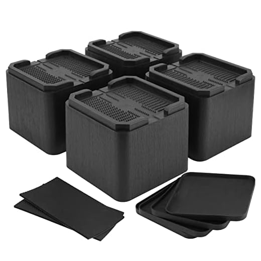 BTSD-home 4 Inch Bed Risers Heavy Duty Adjustable Oversized Bed and Furniture Raisers for Dorm Couch Sofa Bed Lifts 4 Pack