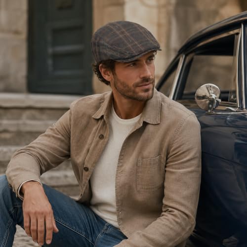 Image of 3Pcs Men's Newsboy Caps Cotton Cooling Hat Adjustable Flat Cap for Men