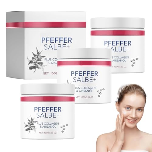 Thoquene 3 Stück 100 g pfeffersalbe Plus zum Bräunen Aktiv Pfeffer Salbe mit Collagen & Arganöl