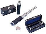 Material: latón/cuero/madera Telescopio de Cuero Cosido Cromo Pulido Mano telescopio 14 Pulgadas Bolsillo Regalo Pirata Spyglass con Caja de Madera