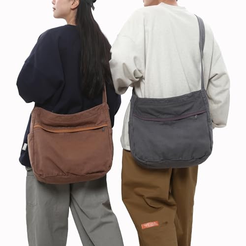 Image of Canvas Hobo Crossbody Shoulder Tote Bag for Women and Men Large Purse Messenger Bag Travel Work Shopping