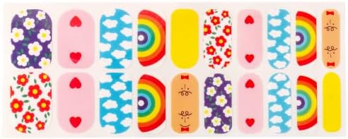 PaintLab Nail Stickers Full Nail Wraps - 20 Pieces Nail Strips - Durable and Salon-Quality Nail Art Stickers - Easy to Apply Nail Polish Strips - One Size Fits All, Rainbow Cloud