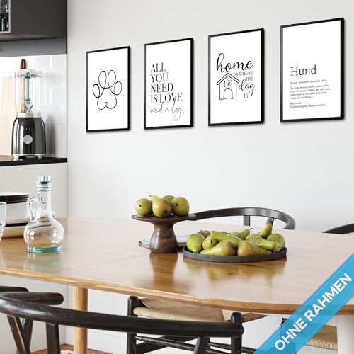 mojoliving Moderne Hund Wandbilder Poster Set Bilder Wanddeko Wohnzimmer Deko Schlafzimmer Fotowand Bild für die Küche Aesthetic Poster (Hund)