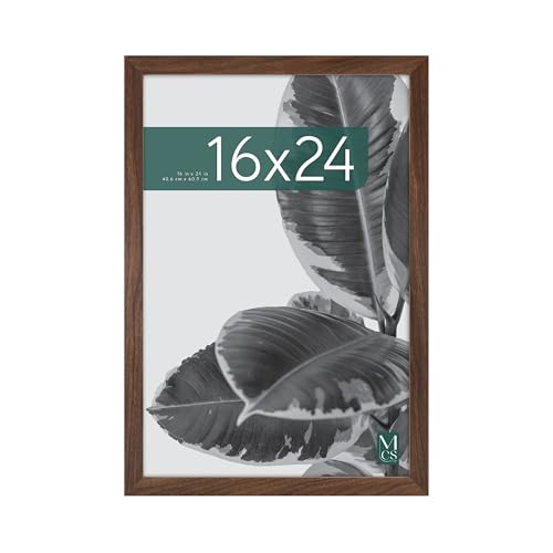 MCS Studio Gallery 16x24 Poster Frame Walnut Woodgrain, Vertical & Horizontal Wall Hanging Large Picture Frame for Photos, Posters & Art Prints (1-Pack)