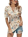Romanstii Women V Neck Shirts Puff...