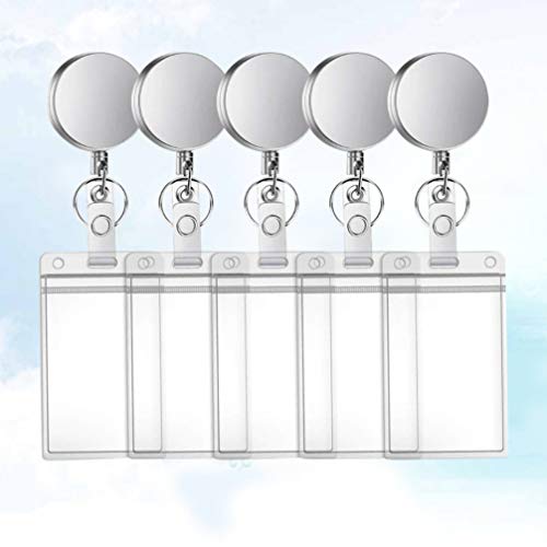 Porta-crachá retrátil NUOBESTY com clipe de carretel e porta-cartões de identificação transparente,