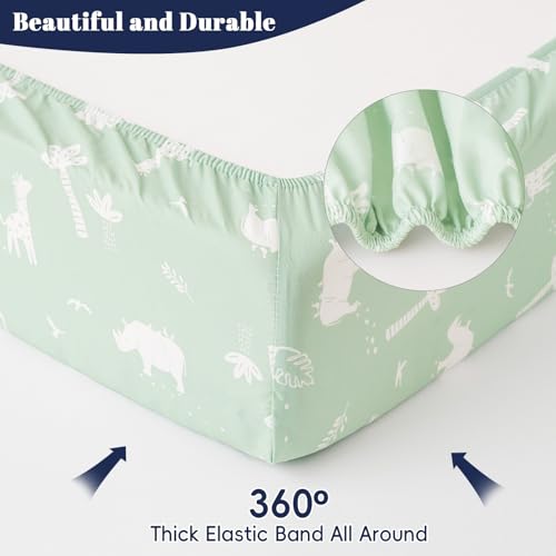Image of PHF Soft Crib Sheet Fitted, 2 Pack Baby Sheets for Boys Girls, 28x52x9 in Fits Standard Crib and Toddler Mattresses, Silky Comfy Breathable Polyester Baby Mattress Sheets, Forest & Animal