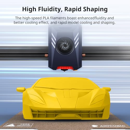 Image of ANYCUBIC High Speed 3D Printer Filament 1.75mm, Print Up to 10X Faster, Rapid PLA Filament with High Prints Quality, Dimensional Accuracy + /- 0.02mm, 1KG Reusable Spool, Vibrant Yellow
