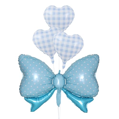 Image of 36 Inches Bow Foil Balloon Huge Bowtie Blue Balloon for Baby Shower, Wedding, Kids Theme Party Decoration (Blue 3)
