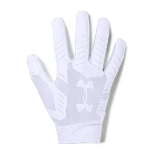 Under Armour mens F6 Football Gloves White (100)/Aluminum Large