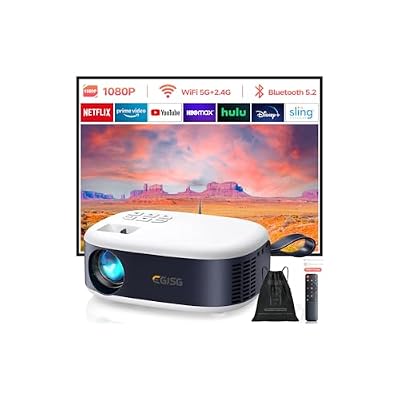 Projector with WiFi and Bluetooth, 1080P Full HD Portable Projector, 4K Supported Outdoor Projector, Lag-free 5G WIFI 6, Compatible with iPhone, Android, PC, TV Stick, PS5, Xbox