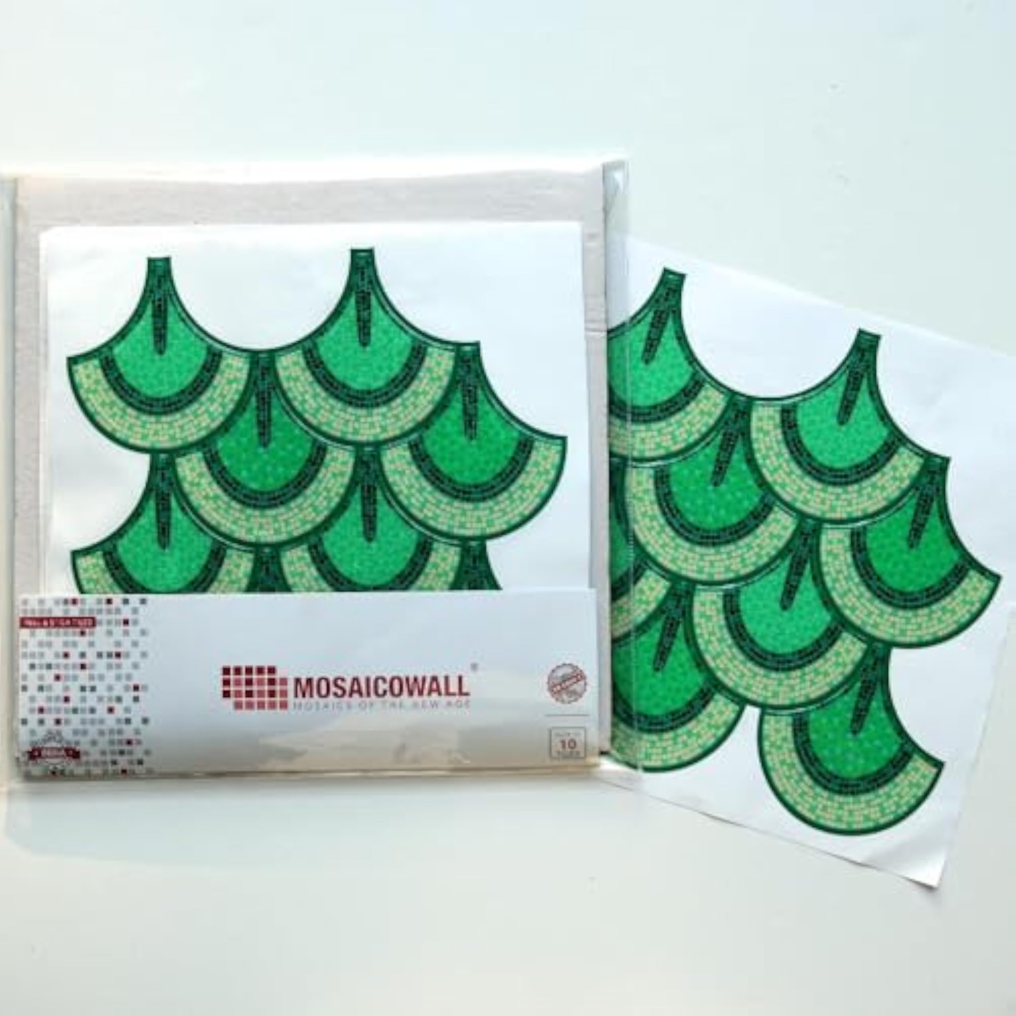 3D Green Fish Scale Shell Peel & Stick Tiles, Easy DIY Adhesive Backsplash