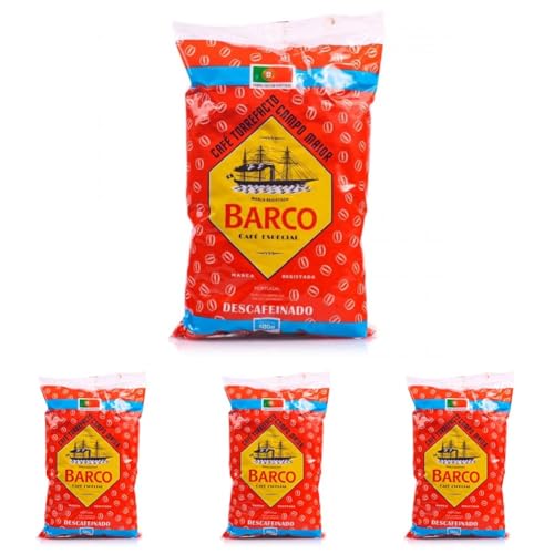 Barco Torrefacto Descafeinado - Café sin Cafeína - Mezcla con Azúcar Caramelizado - Sabor Pronunciado y Aromático - 500 g (Paquete de 4)