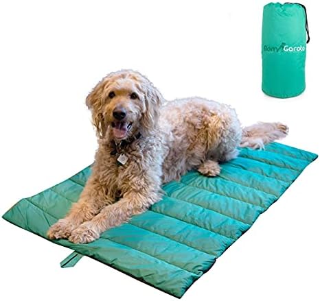 BomGaroto Portable Pet Mat - 46.5 x 33 Inch Cat and Dog Mat for Crate Bed, Dog Cage, Fireside or Camping! Waterproof Dog Beds for Medium Dogs and Small Dogs. Large Dog Bed with Storage Carry Bag