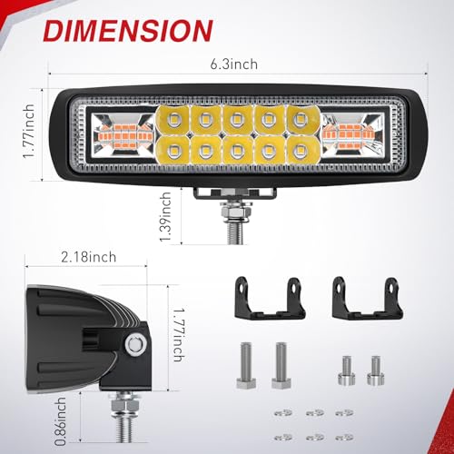 Nilight LED Light Pods 2PCS 6 Inch 60W Amber White 3 Lighting Modes Fog Lights Spot Flood Combo Beam with Dual Control 18AWG Wiring Harness for Truck Pickup Golf Cart UTV ATV SUV Boat 4x4 Car by Nilight - Image 2