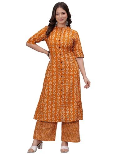Image of rytras Women Printed A-Line Kurta Set with Palazzo Pants