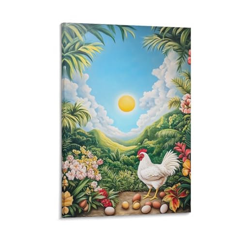 Coq Murale Impression Toile Fine Art Cadre Maison Élégant