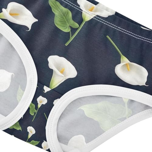 Toddler Girl Briefs, White Calla Lilies Green Leaves Girls' Cotton Brief Underwear, 2–8 Years 5