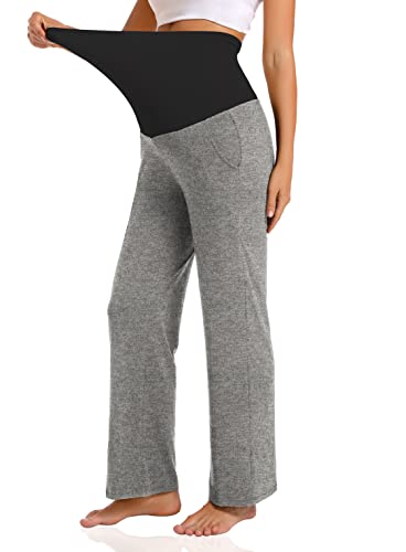 V VOCNI Women's Maternity Lounge Pants Pockets Stretchy Pregnancy Trousers Comfy Wide Leg Yoga Pajama Pants3