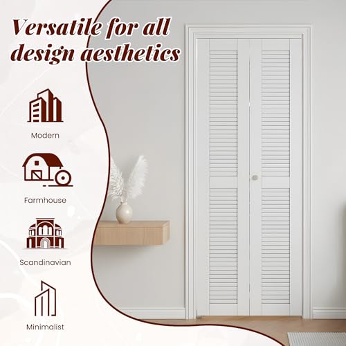 SMARTSTANDARD 30" x 80" Louvered Bifold Closet Door, MDF, White by SMARTSTANDARD - Used condition - Image 3