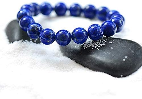 Handmade Lapis Lazuli Bracelet - Gemstone Bracelet - Bead Stretch Bracelet - Friendship Bracelet - Blue Stone Focus Bracelet (8mm)