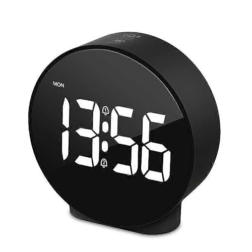 JOYHAPPST Dww-Noir-LED Petit Rveil Digital avec Affiche la Semaine, 2 Alarmes avec Snooze, Luminosit Rglable Petite Horloge Numrique Moderne pour Salon Bureau C