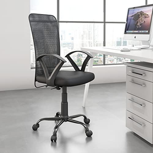 Nilkamal Hanoi Mid Back Cushioned Seat Mesh Back Ergonomic Office Chair with Adjustable Height and Push Back Mechanism (Black) (B09XXLHF8W) Amazon Price History, Amazon Price Tracker