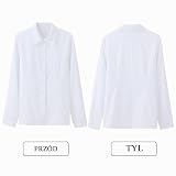 MUNSKT Białe koszule dla kobiet, z długim rękawem, zapinane na guziki, casualowy top, dopasowane, elastyczne, podstawowe bluzki do biura i biznesu, biały, M