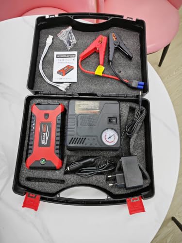 Image of Multi Function Car Jump Starter with air Pump Jumper Cables and Compass