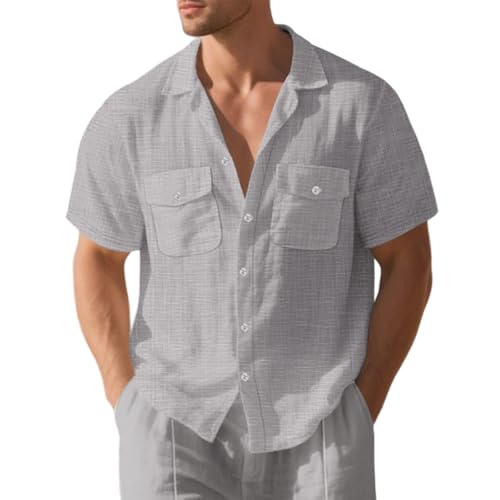 Chemise d'été homme à manches courtes avec poches et col revers