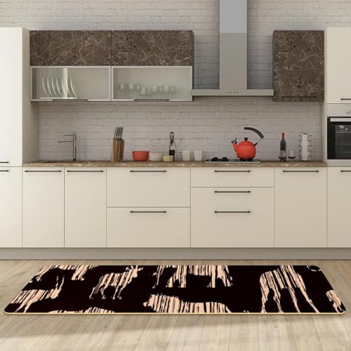 Tapis de cuisine animaux africains lavable et absorbant style grunge