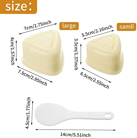 Onigiri Mould, Triangle Sushi Mold with Rice Spoon Rice Ball Maker Mold Three-Piece Set, Non-Stick Rice Ball Bento Presses Mold Nigiri Mould for Kitchen DIY Cooking