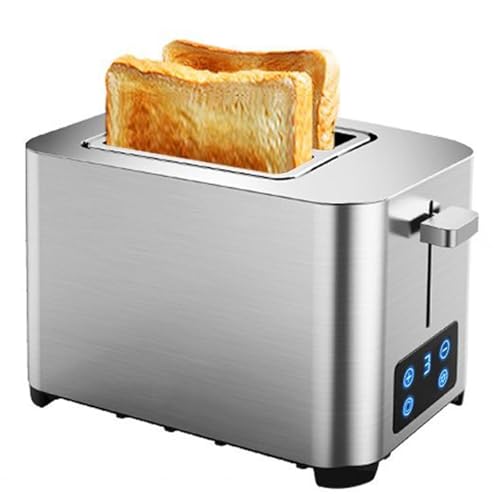2 Slices Bread Toaster, 750W Toaster Oven with Full Touch Screen LED Display, 6 Browning Setting Stainless Steel Breakfast Makeing Machin 140 * 40mm Slot, for Bagels & Breads