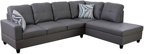 Miniatura 2 de Beverly Fine Furniture Andes Microfibra con sofás de imitación, color gris