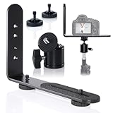 EXMAX® Metal Aluminum Alloy L-Shape Flash Light Camera Bracket Holder 1/4' Screw + Mini Tripod 360 Degree Ball Head for DSLR Camera Camcorder Speedlight Tripods Monopods