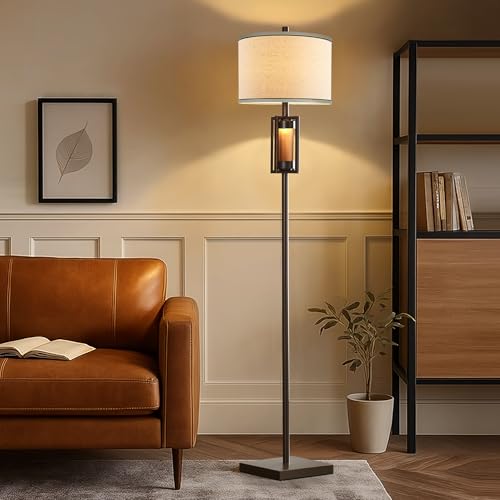 RORIANO 63'' Rustic Floor Lamp for Living Room with 2