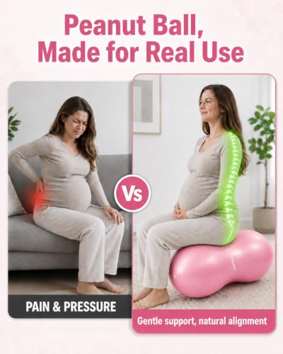 Image of INPANY Peanut Ball - Anti Burst Exercise Ball for Labor Birthing, Physical Therapy for Kids, Core Strength, Flexible Seating, Home & Gym Fintness, Sensory Chair Wiggle Seat for Boys and Girls