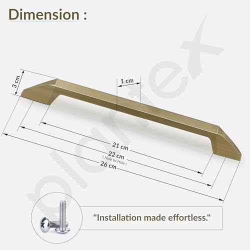 Image of Plantex Cabinet Handle /Kitchen Cabinet Door Handle /Wardrobe /224 mm Cupboard Handle /Door Pull-Push Handle for Home /Office - Pack of 2 (Brass Antique)