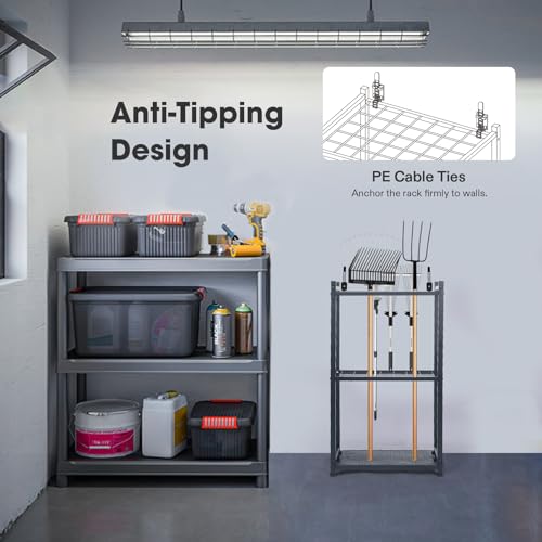 VIVOSUN-Garden-Tool-Organizer-Heavy-Duty-Steel-Tool-Rack-Tool-Stand-Up-to-35-Long-Handled-Tools-Yard-Tool-Storage-for-Garage-Shed-Home-and-Outdoor-Angular-Style-with-Anti-tipping-Design