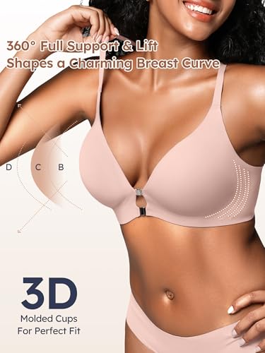 Image of Racerback Bras with Metal Magnetic Front Closure - S-XL Wireless for Women No Underwire Seamless Supportive Bralettes