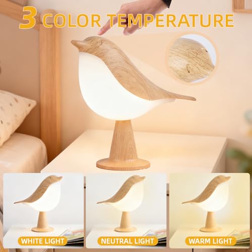 IFTHFOUR Bird Cordless Table Lamp, Small Cordless Bedside Lamp with 3 Color Temperature, Touch Sensor & Rechargeable Battery - Night Light for Kids, Bedroom, Bedside (Light+Dark) by IFTHFOUR - Image 2