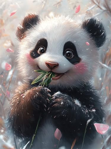 Peinture Numéro Panda 80x100cm avec toile infroissable et acryliques pour loisirs créatifs