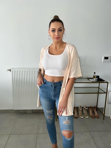 Image of IN'VOLAND Women Plus Size Lightweight Cardigan Short Sleeve Open Front Casual Summer Kimonos Cardigans with Pockets
